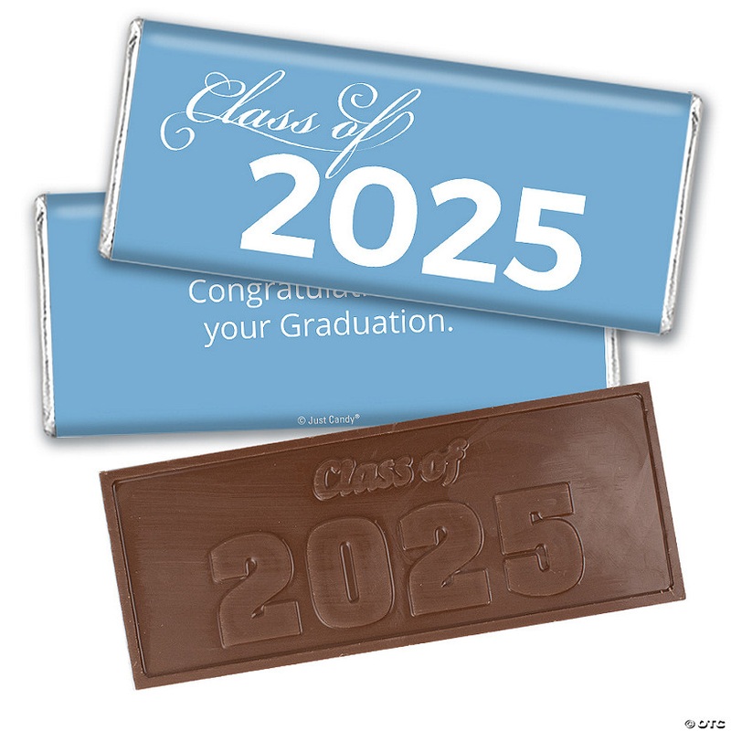 12ct Light Blue Graduation Candy Party Favors Class of 2025 Wrapped Chocolate Bars by Just Candy