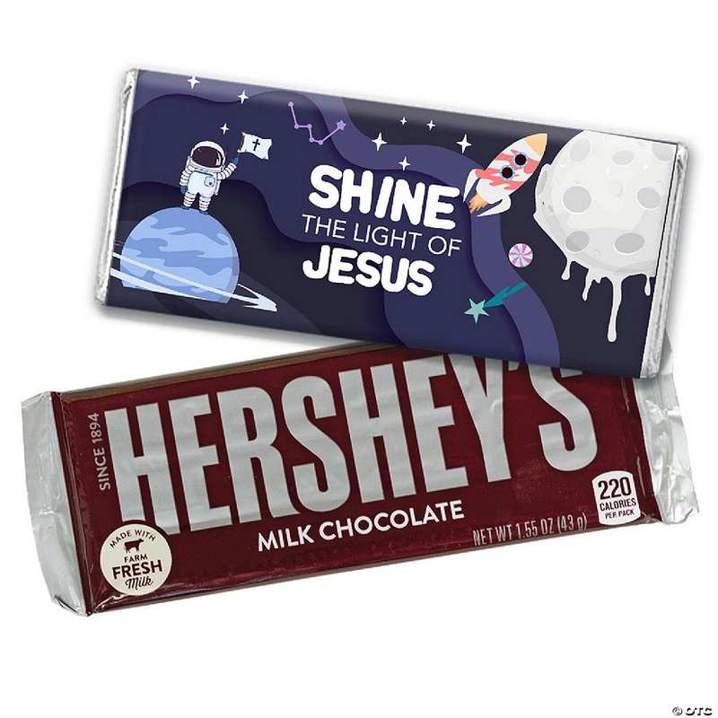 12ct Space Galaxy Vacation Bible School Religious Hershey's Candy Party Favors Chocolate Bars & Wrappers (12 Pack)
