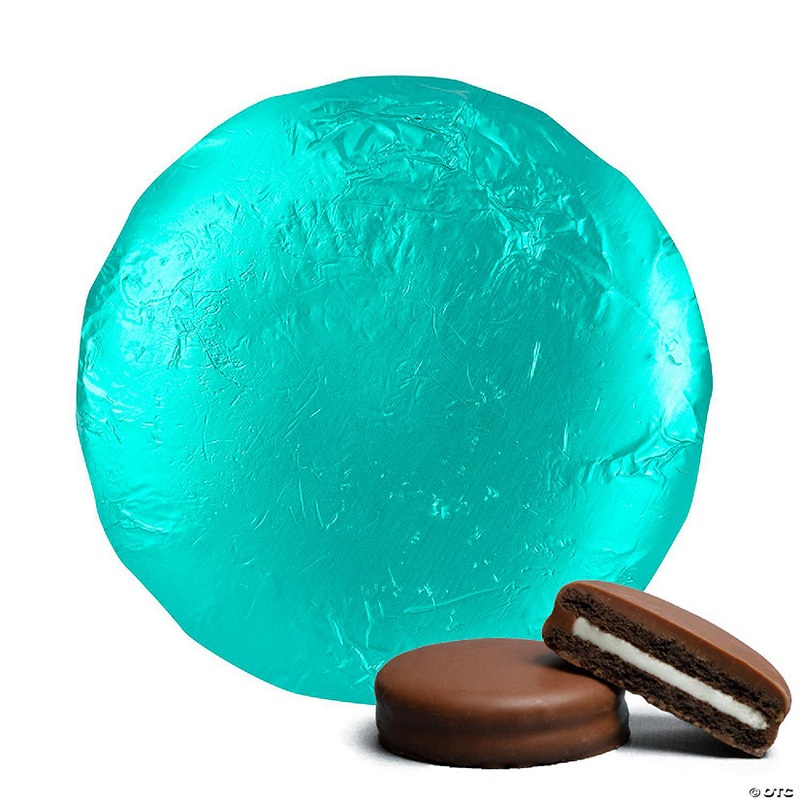 20 Pcs Foil Wrapped Chocolate Covered Oreo Cookies Turquoise Green Candy Party Favors