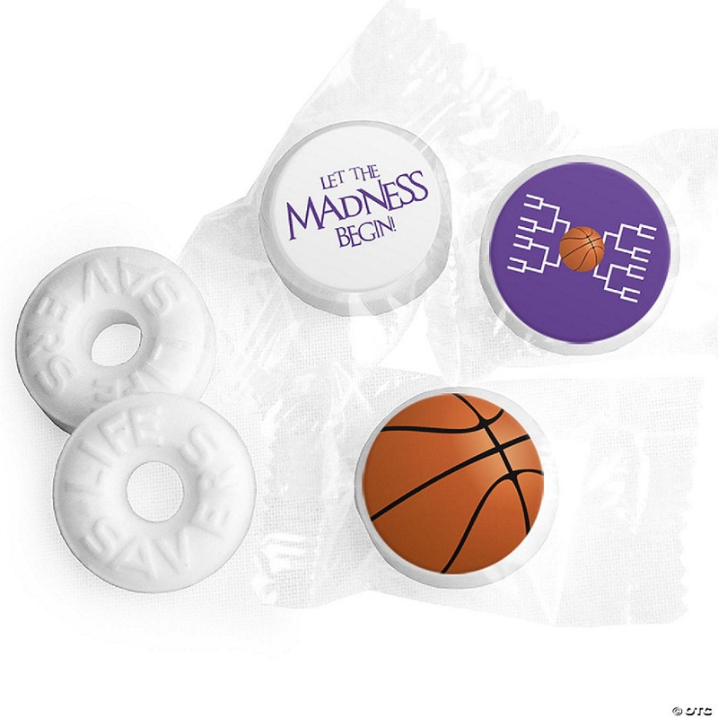300ct Basketball Party Favors DIY LifeSavers Mints & Stickers Let the Madness Begin - Purple