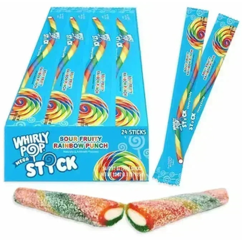 Whirly Pop Sour Fruity Rainbow Punch Mega Stick: 24-Piece Display