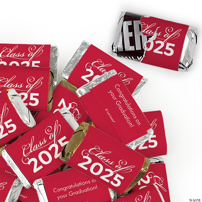 136 Pcs Red Graduation Candy Party Favors Class of 2025 Hershey's Miniatures Chocolate (Approx. 136 Pcs)