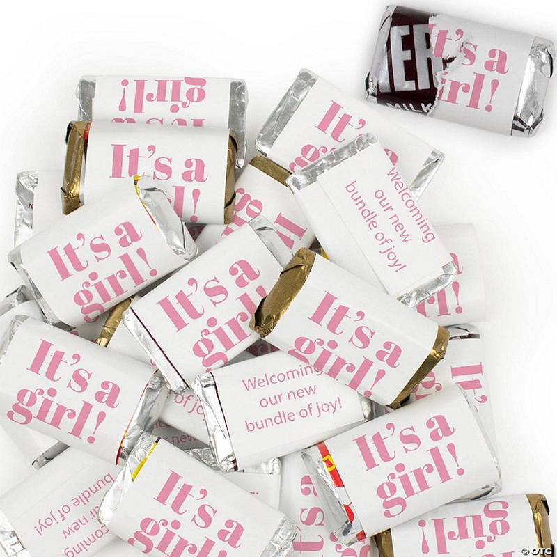 152 Pcs It's a Girl Baby Shower Candy Party Favors Hershey's Miniatures Chocolate