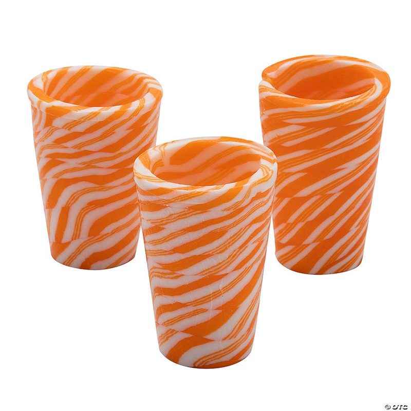 2 1/4" Orange & White Orange Candy Edible Shot Glasses - 6 Pc.
