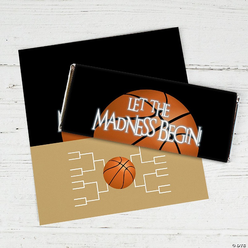 24ct Basketball Party Wrappers for Candy Bars Let the Madness Begin - Gold