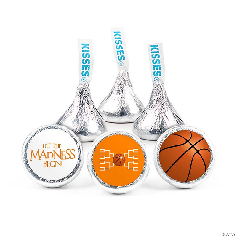 324ct Basketball Party Stickers for Kisses Candy Let the Madness Begin - Orange