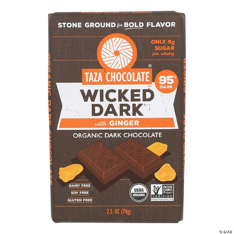 Taza Chocolate - Bar Wicked Dark Ginger 95% 2.5 oz (Pack of 10)