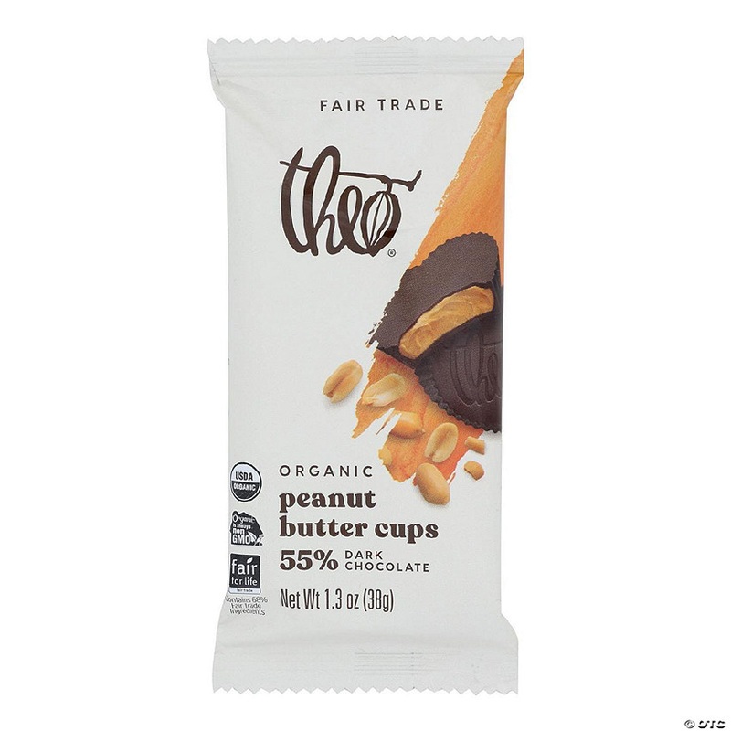 Theo Chocolate Peanut Butter Cups, Dark Chocolate, 1.3 oz, Pack of 12
