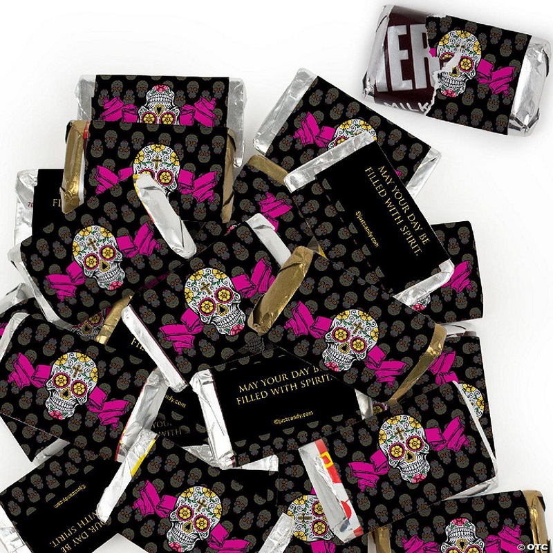 114 Pcs Day of the Dead Candy Party Favors Hershey's Miniatures Chocolate - Sugar Skulls
