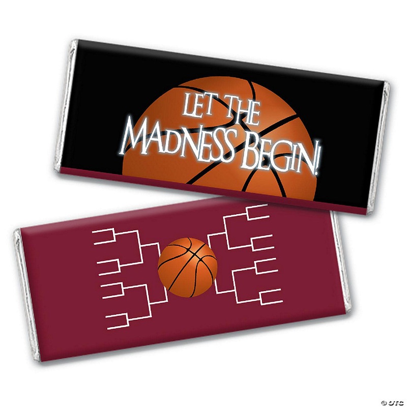 12ct Basketball Party Candy Favors Chocolate Bars Let the Madness Begin  - Maroon