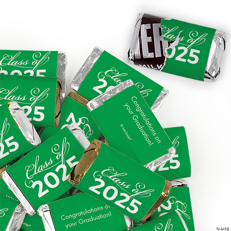 136 Pcs Green Graduation Candy Party Favors Class of 2025 Hershey's Miniatures Chocolate (Approx. 136 Pcs)