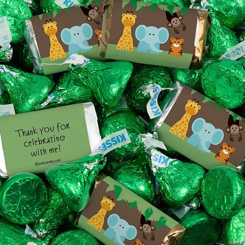 128 Pcs Jungle Safari Birthday Candy Party Favors Hershey's Miniatures & Kisses (1.58 lbs)