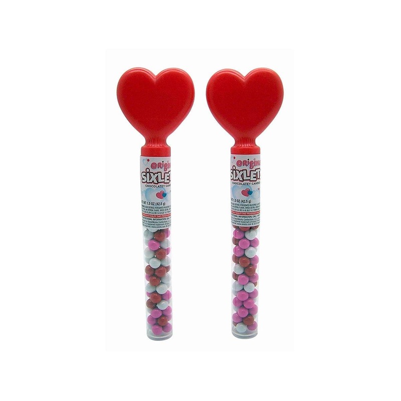 Valentine Sixlets Filled Cane with Heart Topper