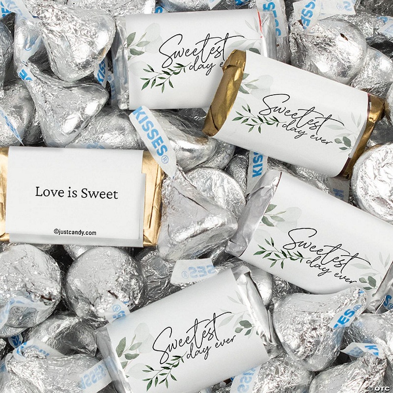 128 Pcs Wedding Candy Favors Hershey's Miniatures & Kisses - Sweetest Day