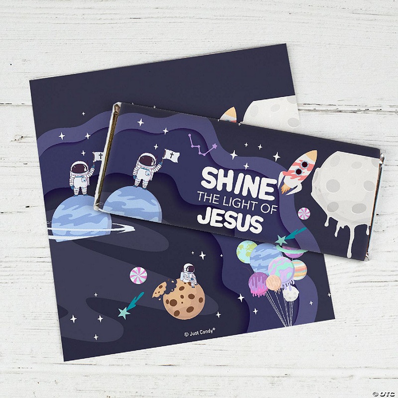 25ct Space Galaxy Vacation Bible School Religious Candy Bar Wrappers DIY Party Favors (25 Wrappers)