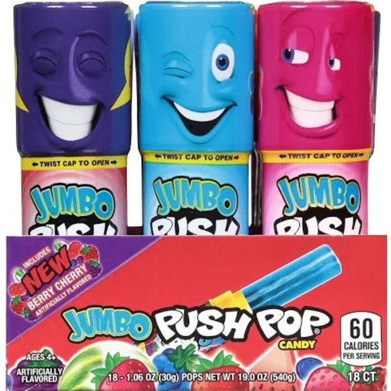 The Bazooka Company Jumbo Push Pop Lollipops 18ct