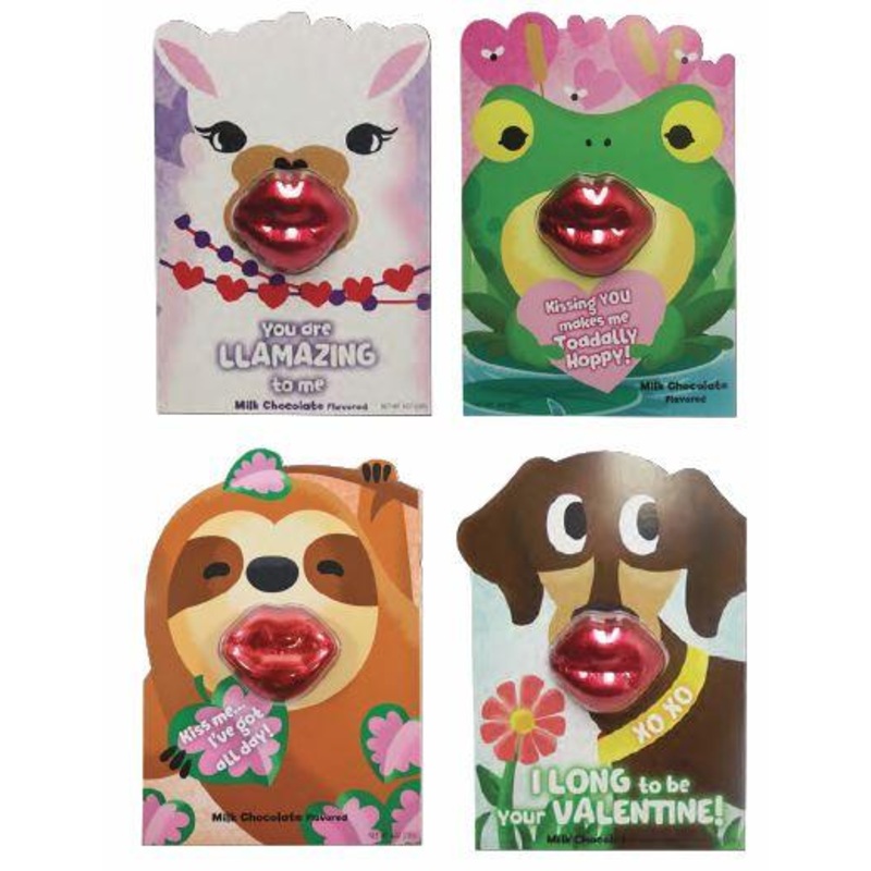 Valentine Greeting Card with Chocolate Lips