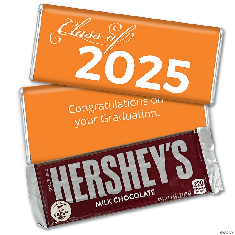 12ct Orange Graduation Candy Party Favors Class of 2025 Hershey's Chocolate Bars by Just Candy