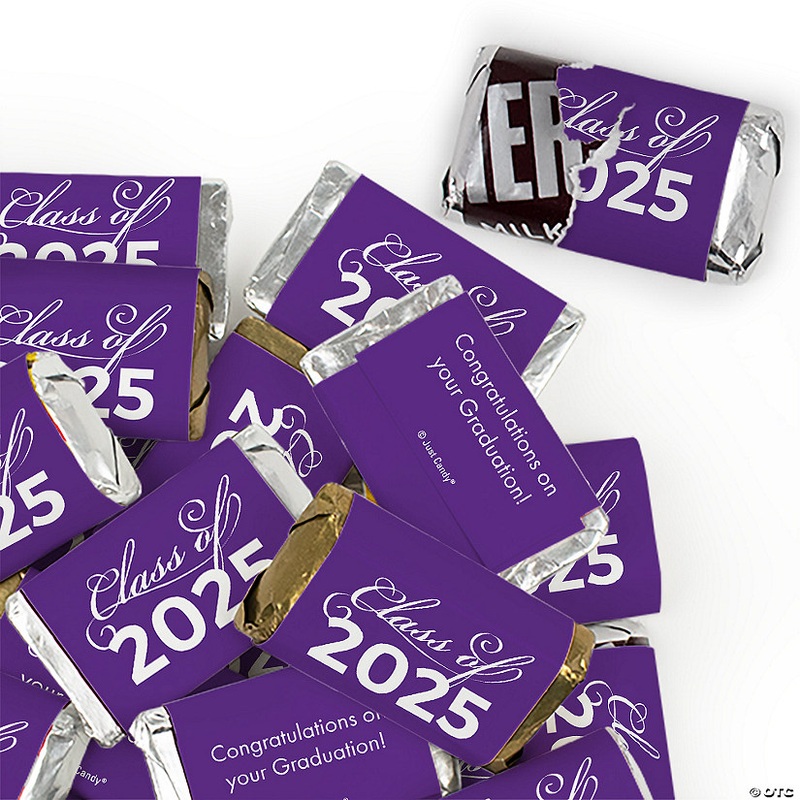 136 Pcs Purple Graduation Candy Party Favors Class of 2025 Hershey's Miniatures Chocolate (Approx. 136 Pcs)