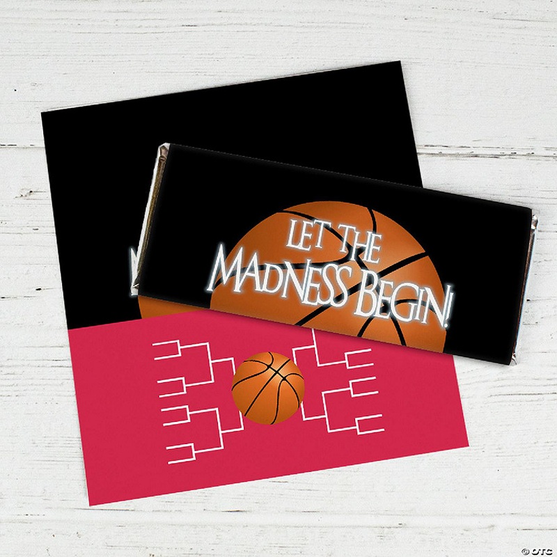 24ct Basketball Party Wrappers for Candy Bars Let the Madness Begin - Red