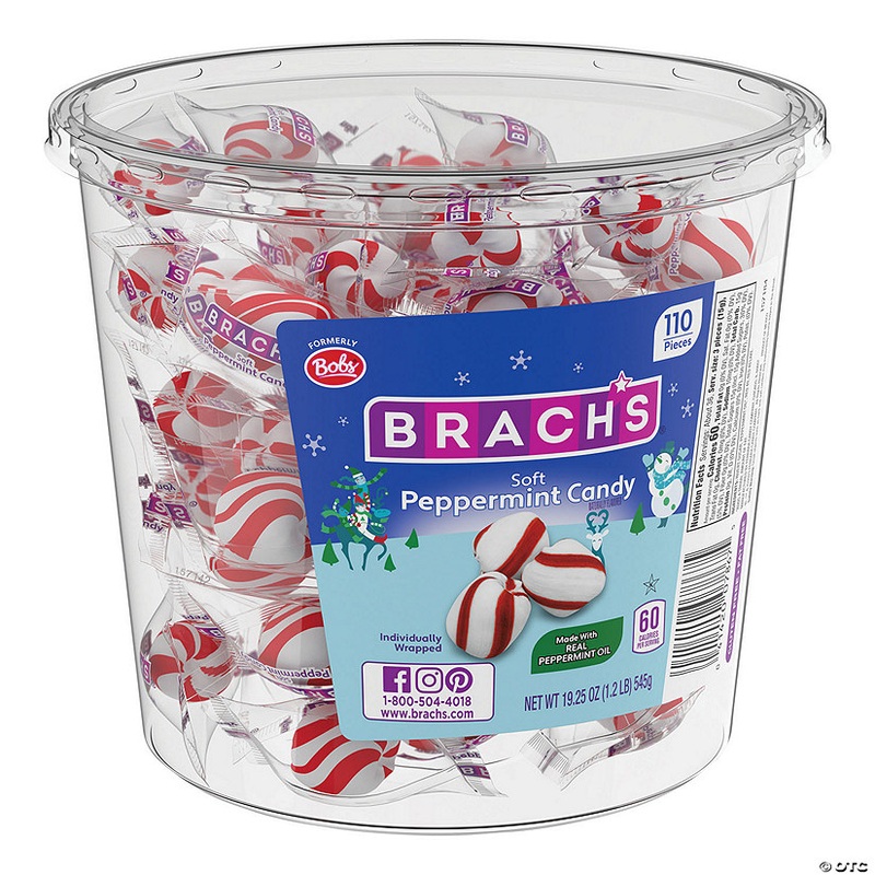 1.2 lbs. Brach's Wrapped Soft Peppermint Candy Tub - 110 Pc.