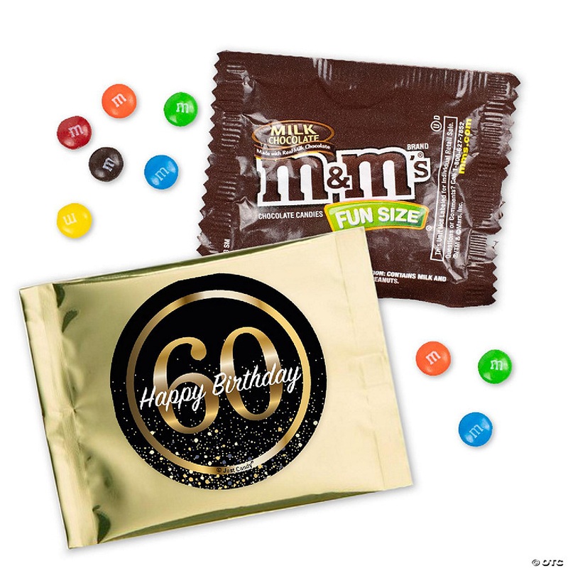 12 Pcs 60th Birthday Candy M&M's Party Favor Packs - Milk Chocolate