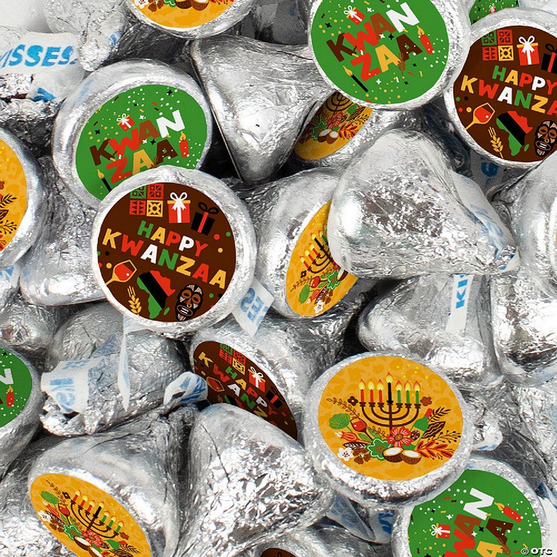 180 Pcs Kwanzaa Candy Chocolate Hershey's Kisses Bulk (2lb) Happy Kwanzaa