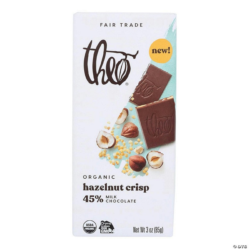 Theo Chocolate - Bar Chocolate Hazelnut Crisp 3 oz (Pack of 12)