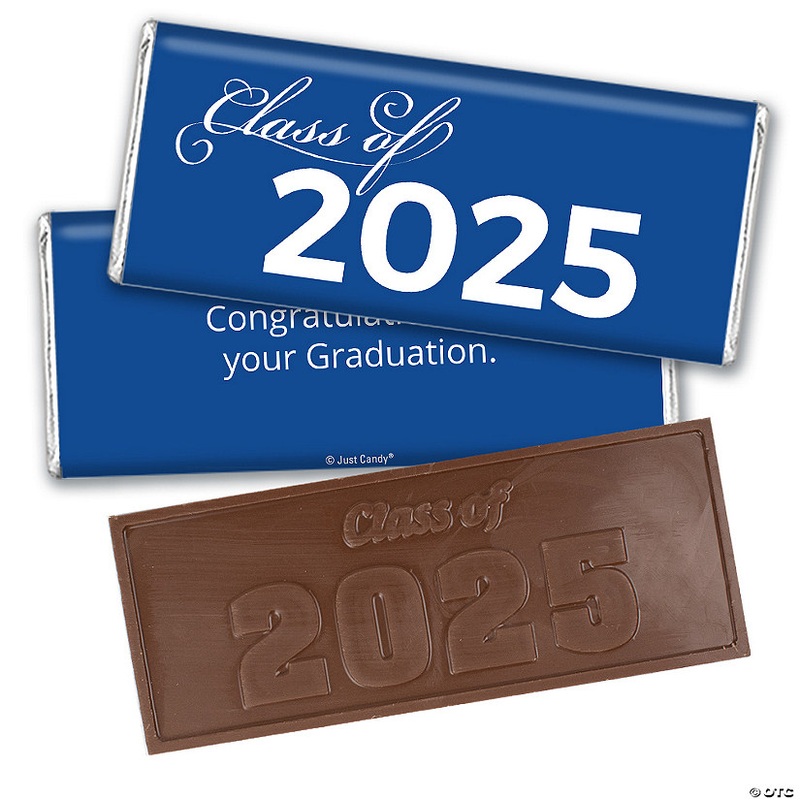 12ct Blue Graduation Candy Party Favors Class of 2025 Wrapped Chocolate Bars by Just Candy
