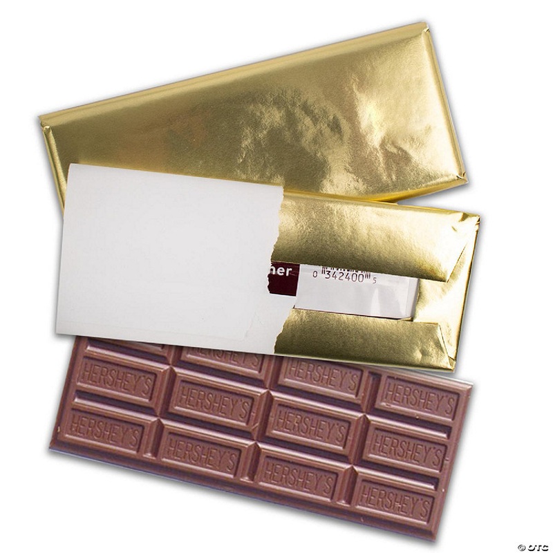 25 Pcs Hershey's Chocolate Bars Wrapped with Gold Foil - 1.55oz Milk Chocolate Candy Bars - DIY Party Favors