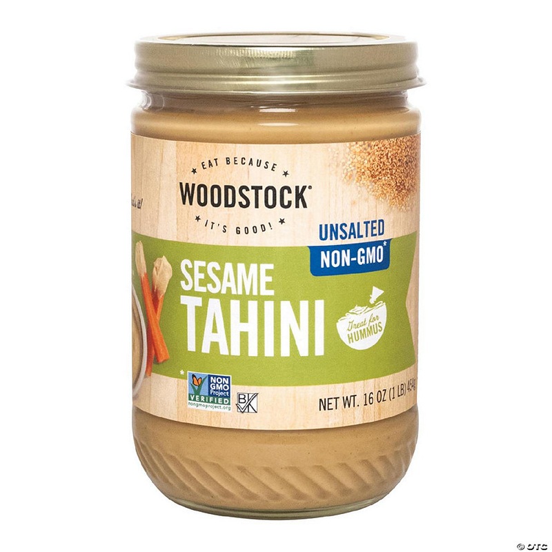 Woodstock Unsalted Sesame Tahini - Case of 12 - 16 OZ