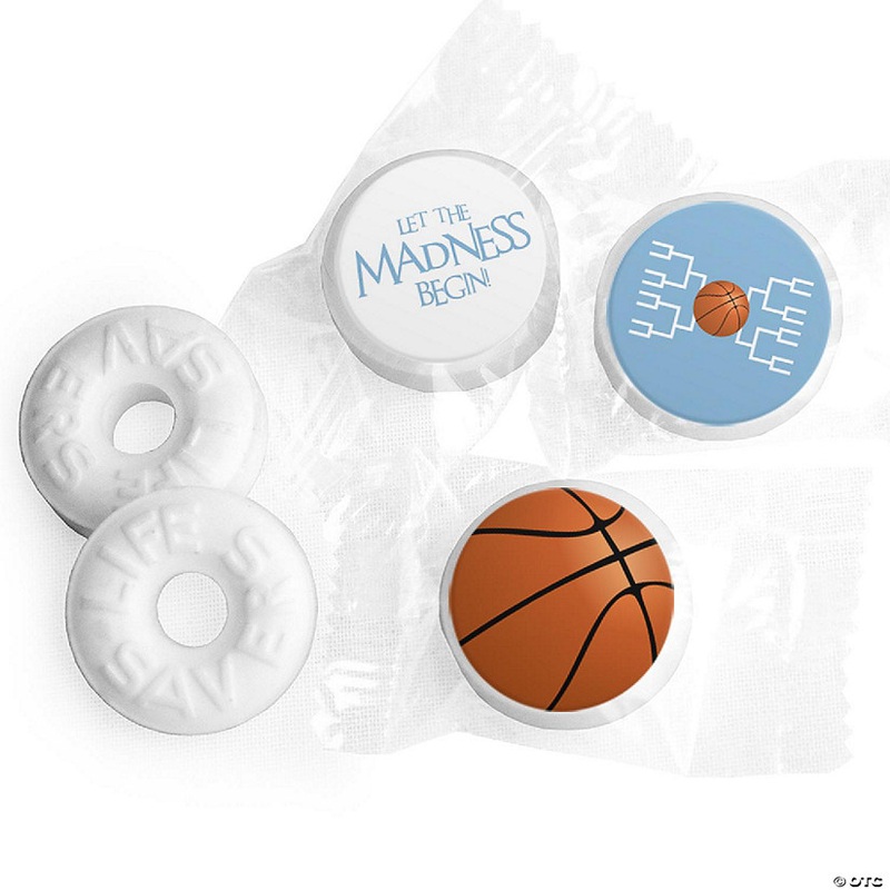 300ct Basketball Party Favors DIY LifeSavers Mints & Stickers Let the Madness Begin - Light Blue