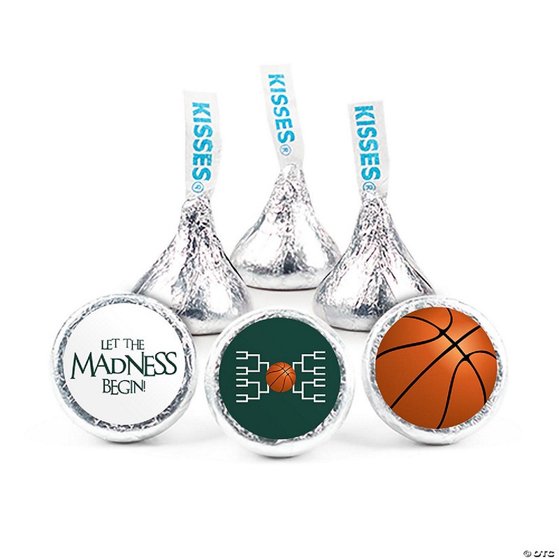 324ct Basketball Party Stickers for Kisses Candy Let the Madness Begin - Forest