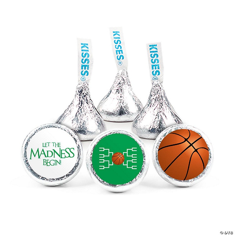 324ct Basketball Party Stickers for Kisses Candy Let the Madness Begin - Green