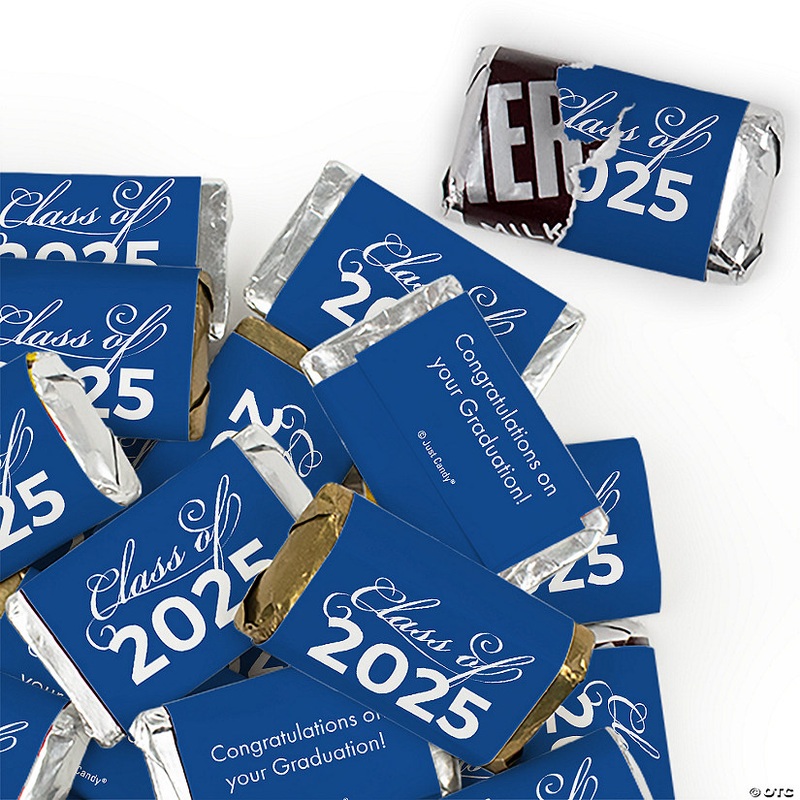 136 Pcs Blue Graduation Candy Party Favors Class of 2025 Hershey's Miniatures Chocolate (Approx. 136 Pcs)