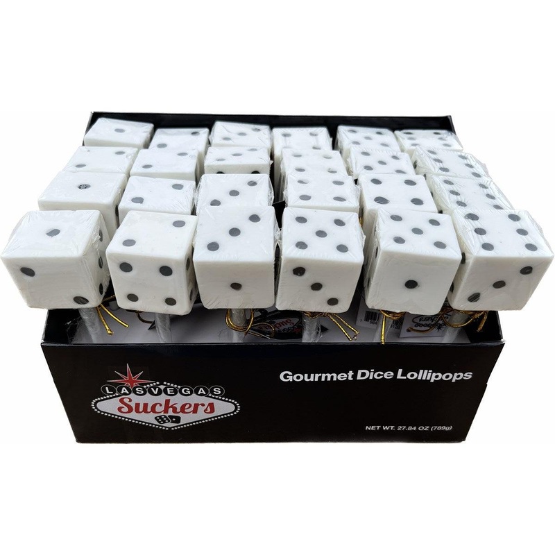 White Tutti Fruitti Gourmet Dice Lollipops