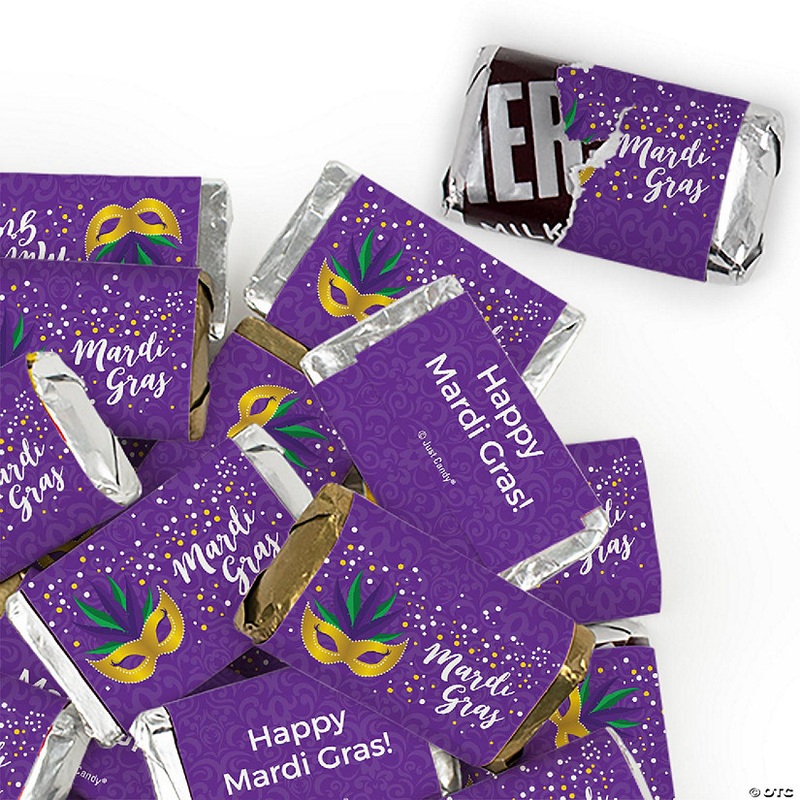 114 Pcs Mardi Gras Candy Favors Hershey's Miniatures Chocolate - Confetti