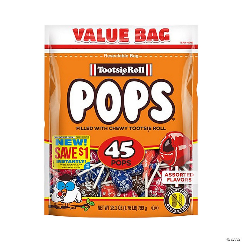 28.2 oz. Resealable Value Bag Tootsie Roll Pops - 45 Pc.