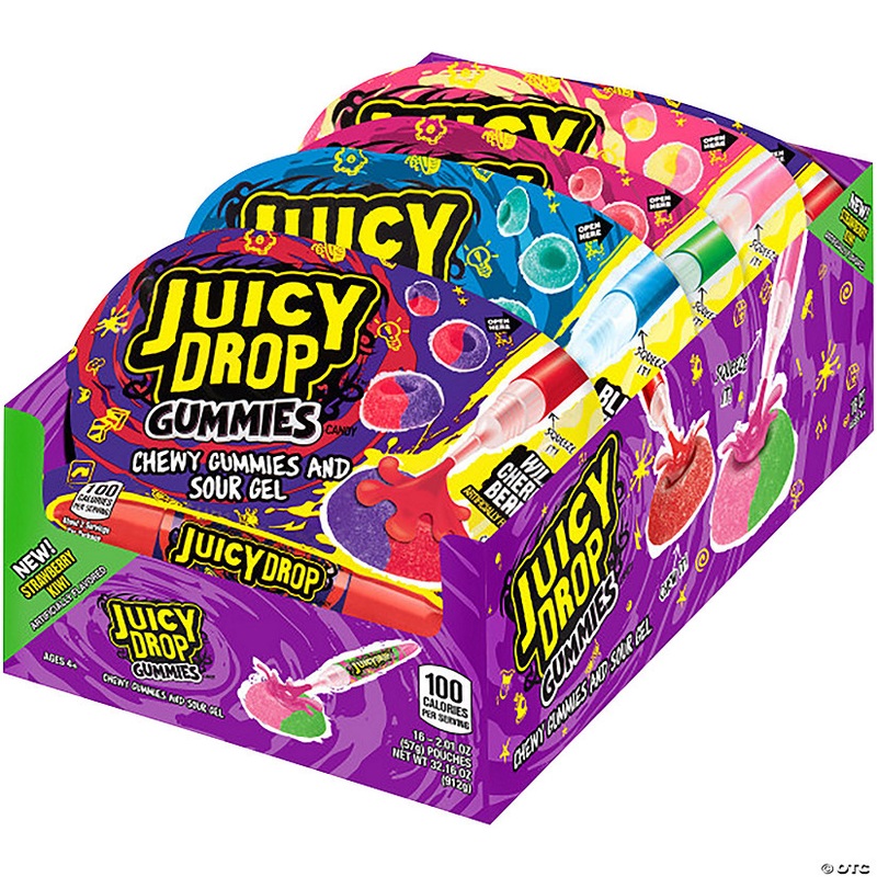 32.16 oz. Juicy Drop Chewy Fruit-Flavored Gummies & Sour Gel Pen Candy Packs - 16 Pc.
