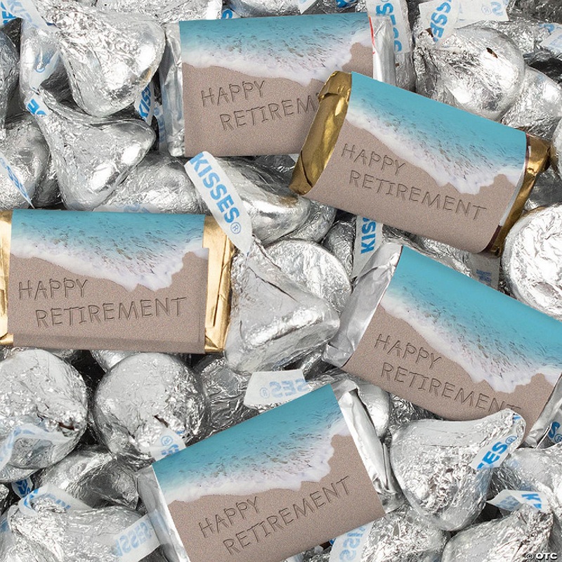 128 Pcs Retirement Party Candy Favors Hershey's Miniatures & Kisses - Beach