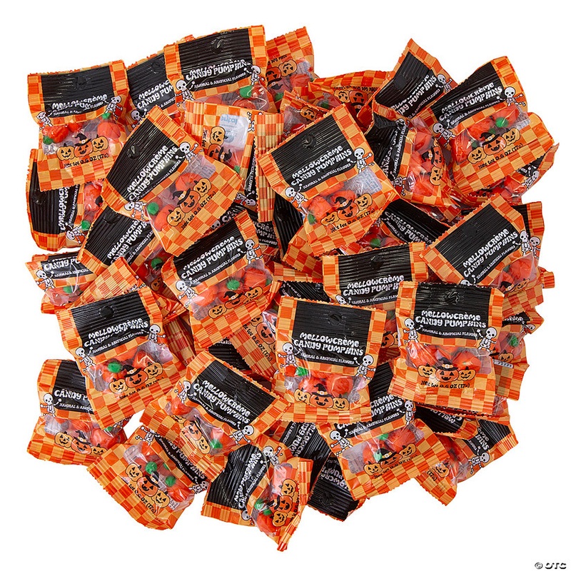 30 oz. Halloween Orange Mellow Creme Pumpkin Candy Bags  50 Pc.