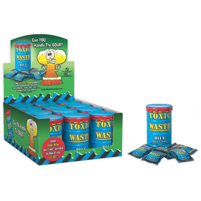 Toxic Waste Blue Drum Sour Hard Candy: 12-Piece Display