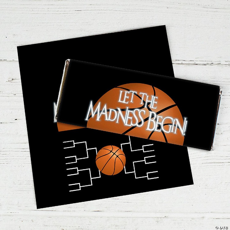 24ct Basketball Party Wrappers for Candy Bars Let the Madness Begin - Black