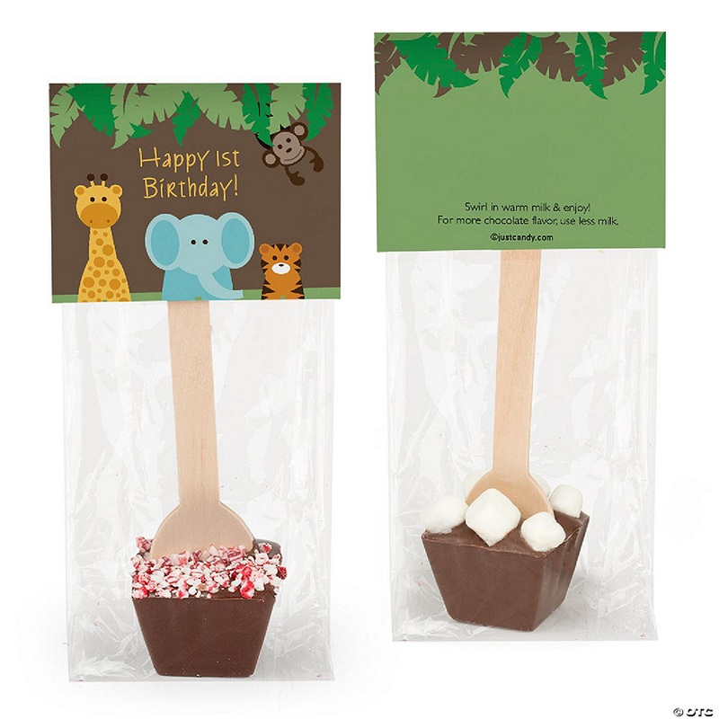 3 Pcs Birthday Hot Chocolate Spoons Milk Chocolate Mini Marshmallows Jungle Safari
