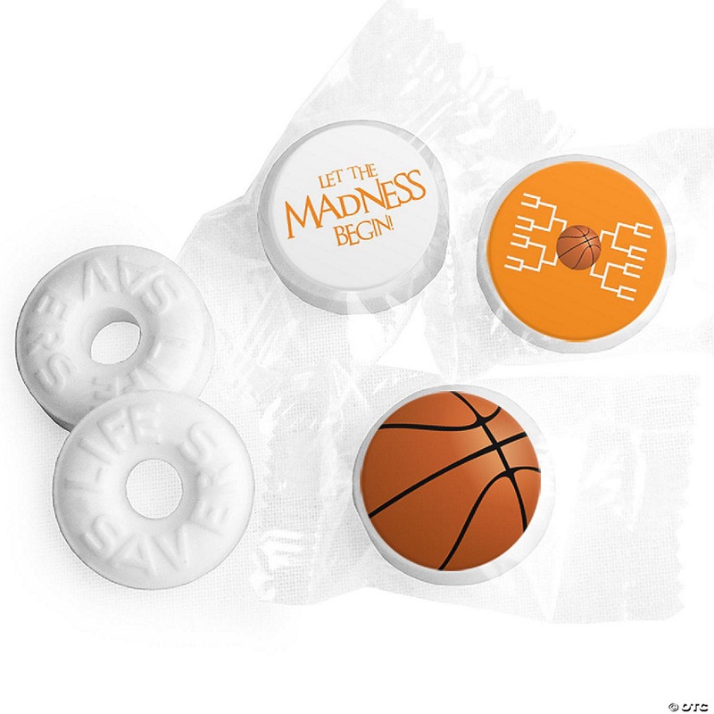 300ct Basketball Party Favors DIY LifeSavers Mints & Stickers Let the Madness Begin - Orange