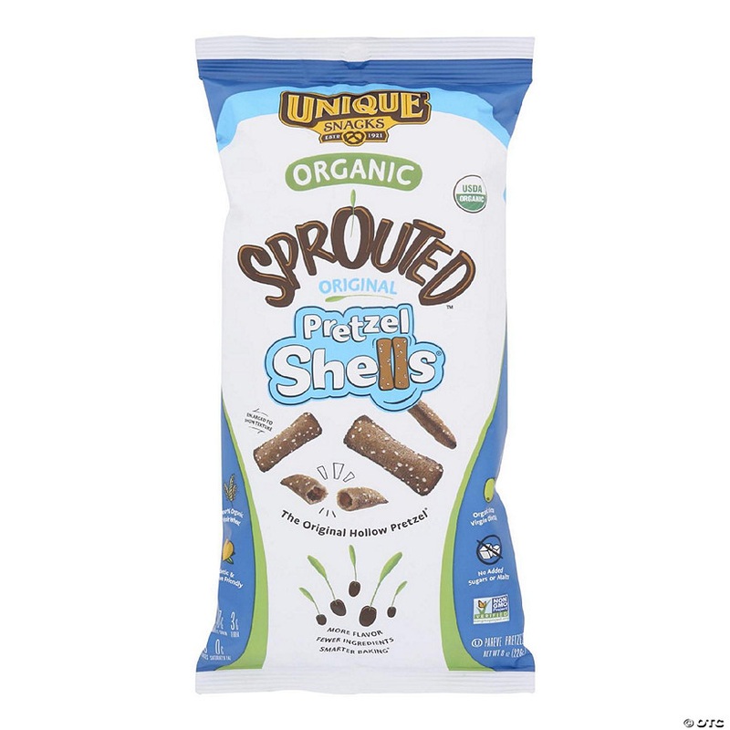 Unique Pretzels - Sprouted Shells - Original Sea Salt - Case of 12 - 8 oz.