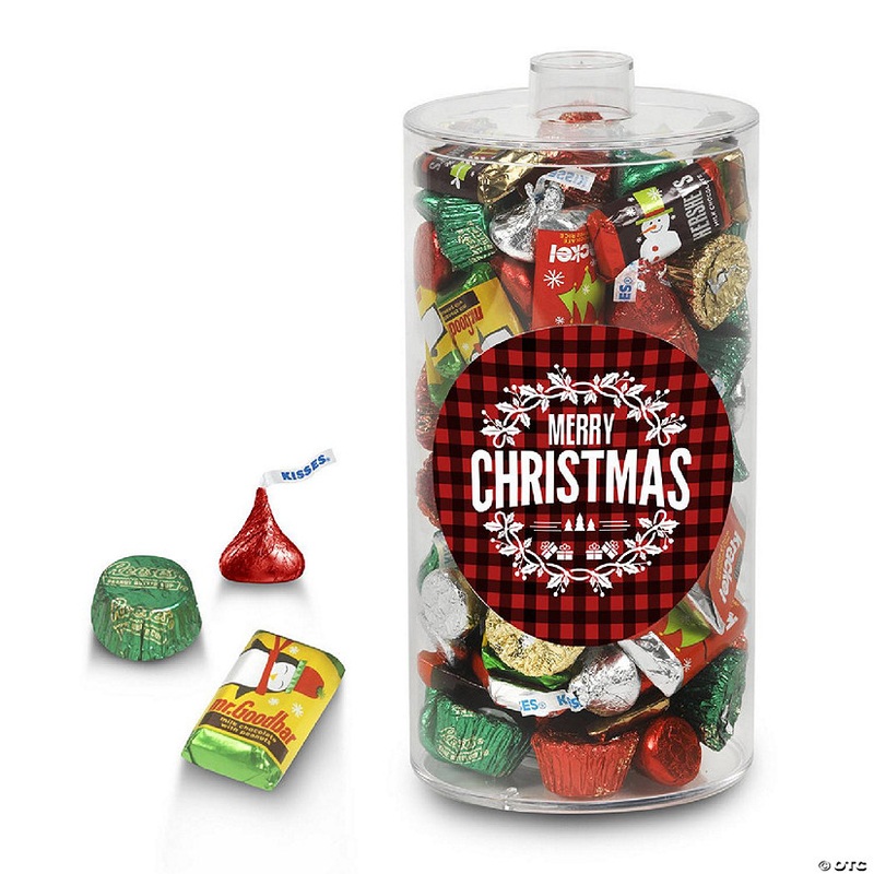130 pcs Christmas Gift Tin with Hershey's Holiday Chocolate Candy Mix (2 lb)