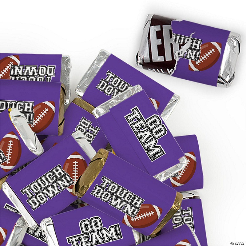 136 Pcs Purple Football Party Candy Favors Hershey's Miniatures Chocolate - Touchdown