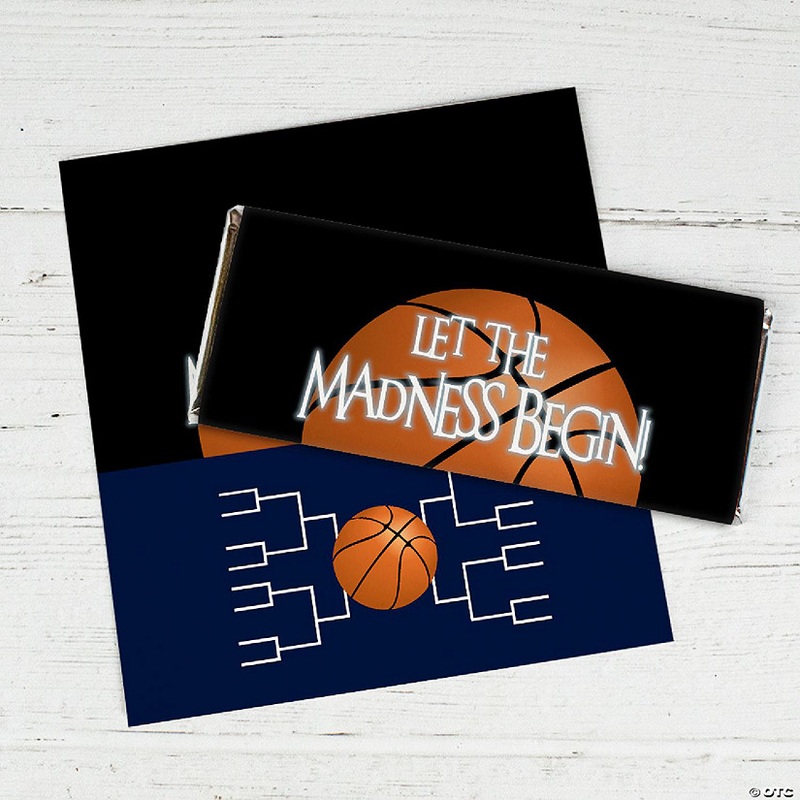 24ct Basketball Party Wrappers for Candy Bars Let the Madness Begin - Navy