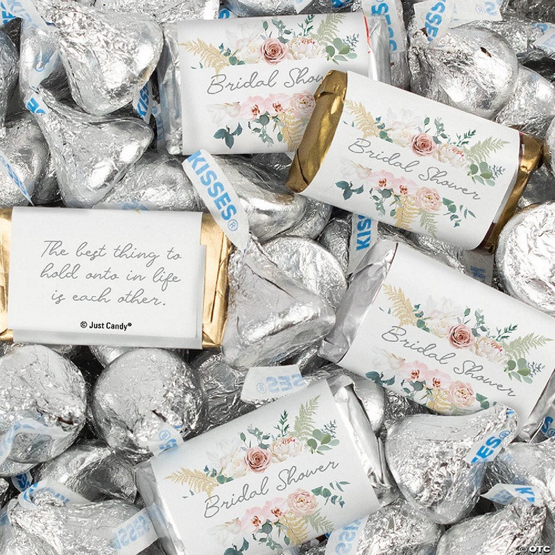 128 Pcs Bridal Shower Candy Party Favors Hershey's Miniatures & Kisses - Floral
